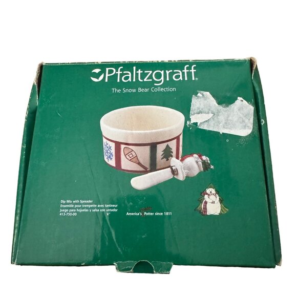 Pfaltzgraff Dip Bowl with Spreader Snow Bear‎ Ceramic Christmas Winter - Picture 7 of 7